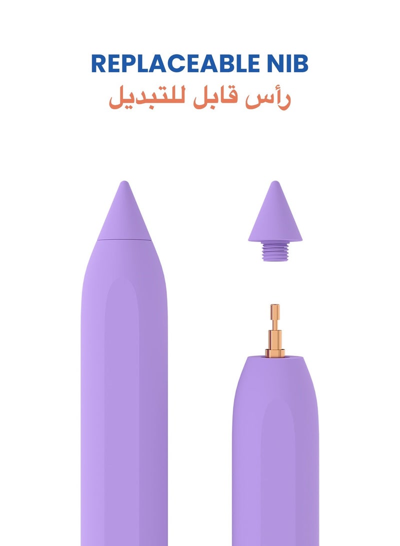 تاينيموس قلم ايباد بنسل ميني ستايلس إلكتروني رقمي نشط ذكي بميزة شحن سريع ورفض راحة اليد لجهاز أبل ايباد 2018 وما بعد بنفسجي - Image 5